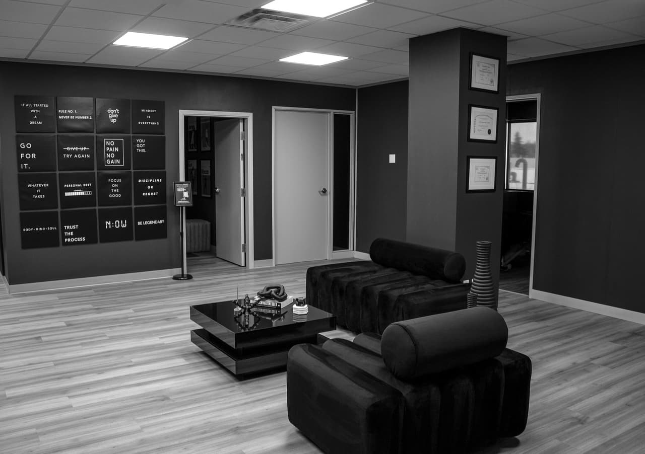 Waiting area at The G.O.A.T. Sport Medicine Clinic